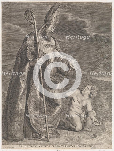 Saint Augustine, appearing to a child on a beach, ca. 1662-95., ca. 1662-95. Creator: Alexander Voet.