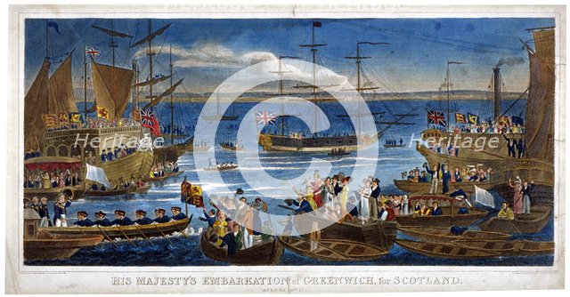 'His Majesty's Embarkation at Greenwich, for Scotland, 1822.                                         Artist: John Chapman