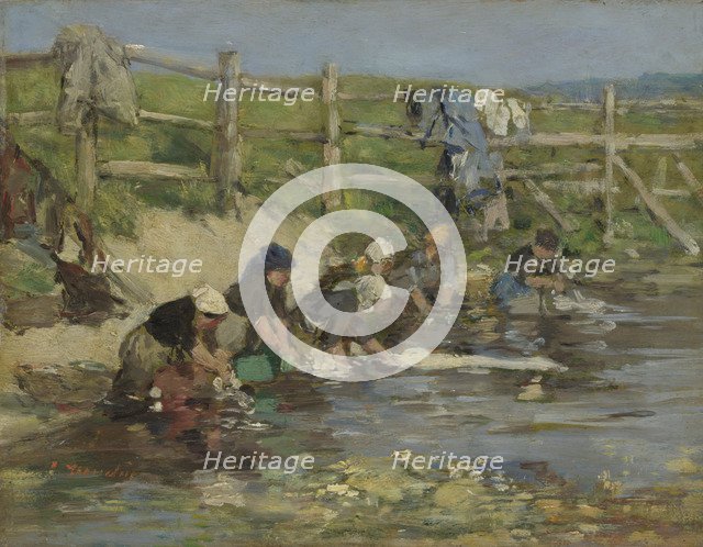 Laundresses by a Stream, ca. 1886-1890. Artist: Boudin, Eugène-Louis (1824-1898)