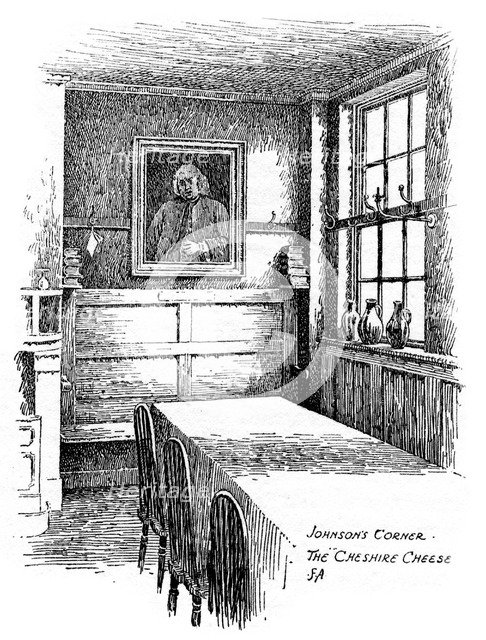 Johnson's Corner, the Cheshire Cheese pub, City of London, 1912. Artist: Frederick Adcock