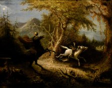 The Headless Horseman Pursuing Ichabod Crane, 1858. Creator: John Quidor.