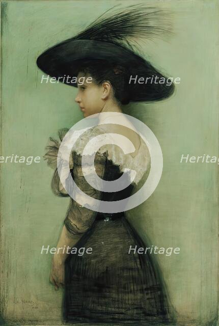 Lady with black dress and hat (Alice Hauser), 1901. Creator: John Quincy Adams.