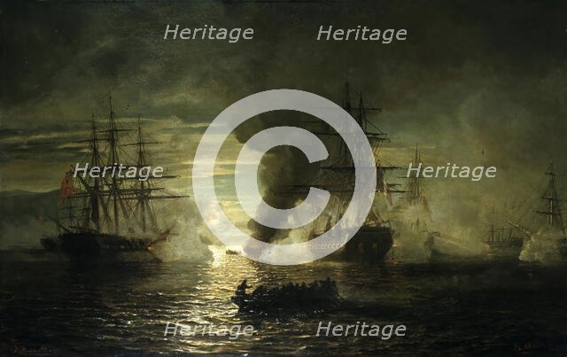 The Sea battle at the Algoa Bay in 1799, 1863. Creator: Johan Jacob Bennetter.