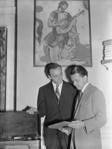Portrait of Ahmet M. Ertegun and Nesuhi Ertegun, Turkish Embassy, Washington, D.C., ca. 1940. Creator: William Paul Gottlieb.