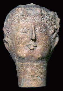 Romano-British pottery head. Artist: Unknown