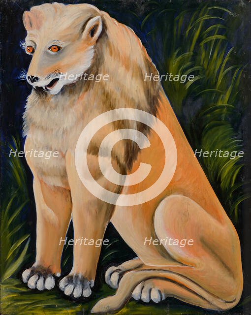 Sitting Yellow Lion. Creator: Pirosmani, Niko (1862-1918).