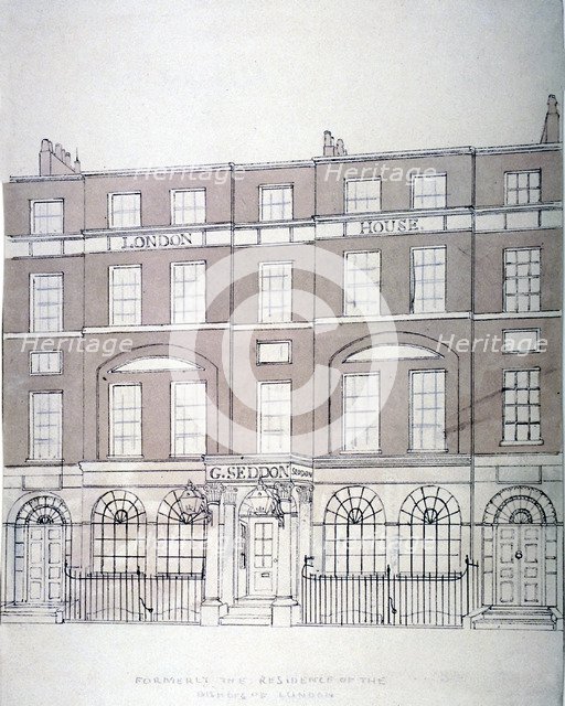 Front view of London House, Aldersgate Street, City of London, 1839.                                 Artist: Anon