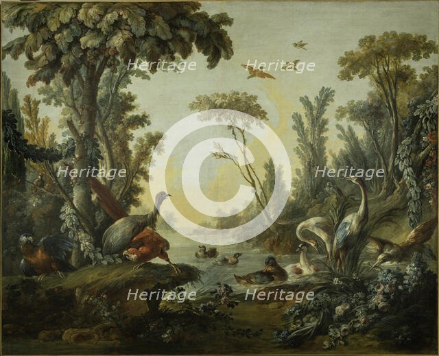 Paysage aux échassiers, between 1765 and 1770. Creators: Jean Baptiste Marie Huet, Jean-Honore Fragonard.