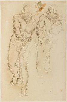 Two nude studies for one of the councillors in 'The Trial of St. Stephen', June 1871 - May 1873. Creator: Edward John Poynter.