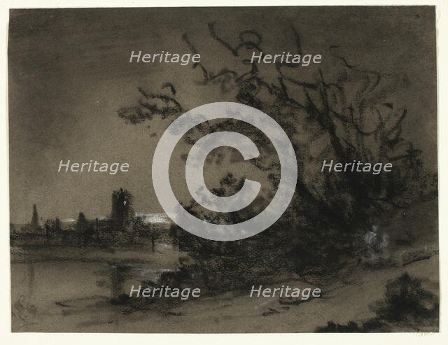 Moonlight Scene, 19th century. Creator: Unknown.