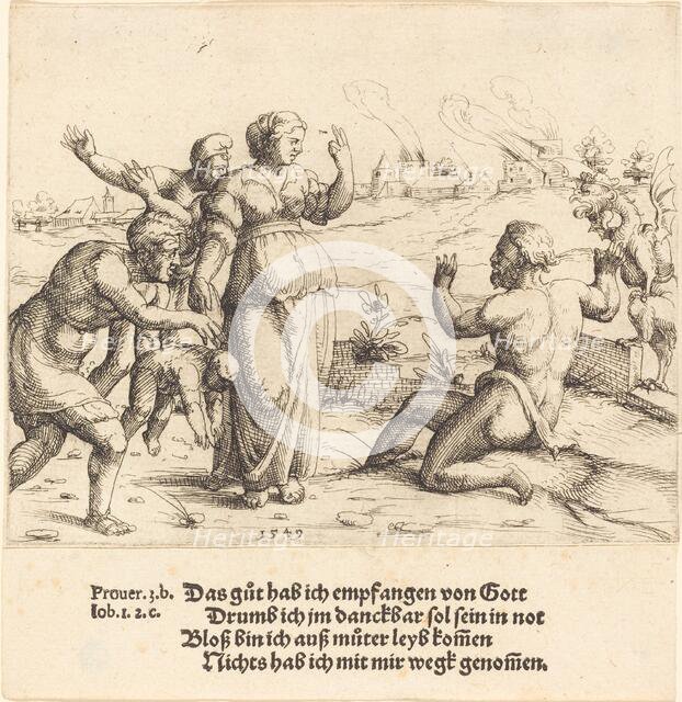 Job Learns of His Misfortunes, 1549. Creator: Augustin Hirschvogel.
