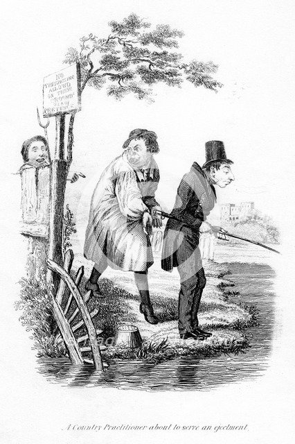 'A Country Practitioner about to serve an ejectment'. Artist: Unknown