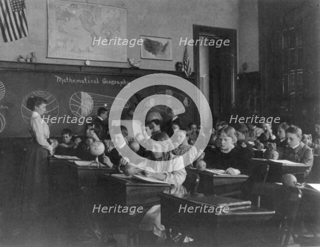 Washington, D.C. public school classroom scenes - "mathematical geography", (1899?). Creator: Frances Benjamin Johnston.