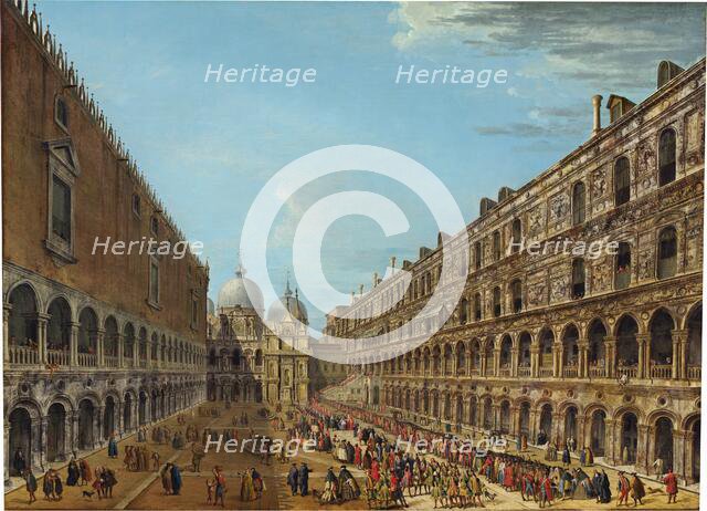 Procession in the Courtyard of the Ducal Palace, Venice, 1742 or after. Creator: Antonio Joli.