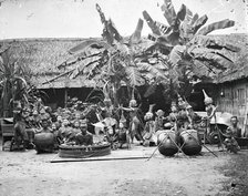 Siam (Thailand): a khon (masked dance drama) and lakhon (acting) troupe, 1865. Creator: John Thomson.