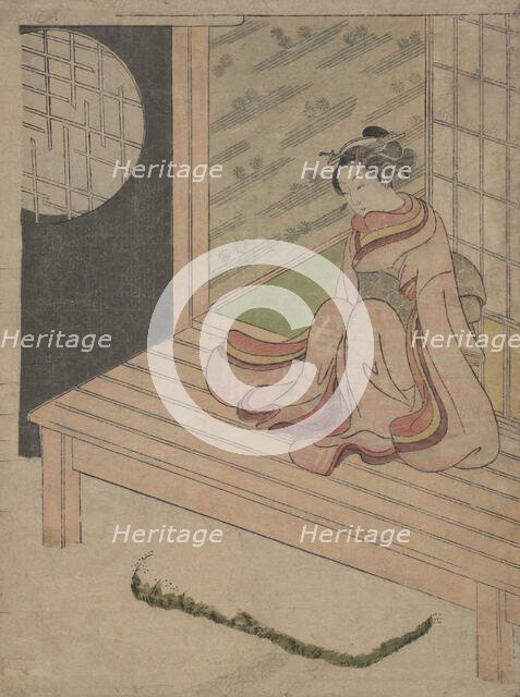 A Young Woman Seated upon the Engawa of a House, ca. 1765., ca. 1765. Creator: School of Suzuki Harunobu.