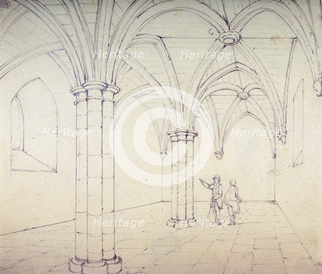 St Michael's Crypt, Aldgate, London, c1820(?). Artist: George Shepherd