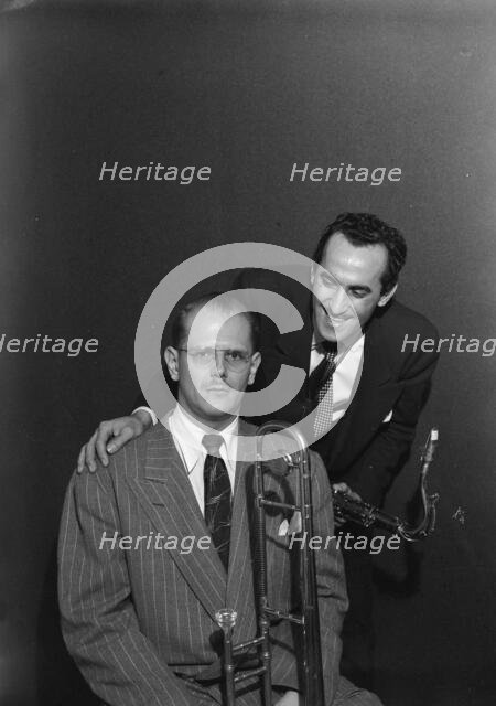 Portrait of Bill Harris and Charlie Ventura, William P. Gottlieb's home..., N.Y., 1947. Creator: William Paul Gottlieb.