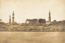 Vue de Girgeh et du littoral enlevé - par l'inondation du Nil, 1849-50. Creator: Maxime du Camp.