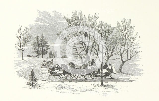 Horse-drawn sleighs, 1890.  Creator: Unknown.