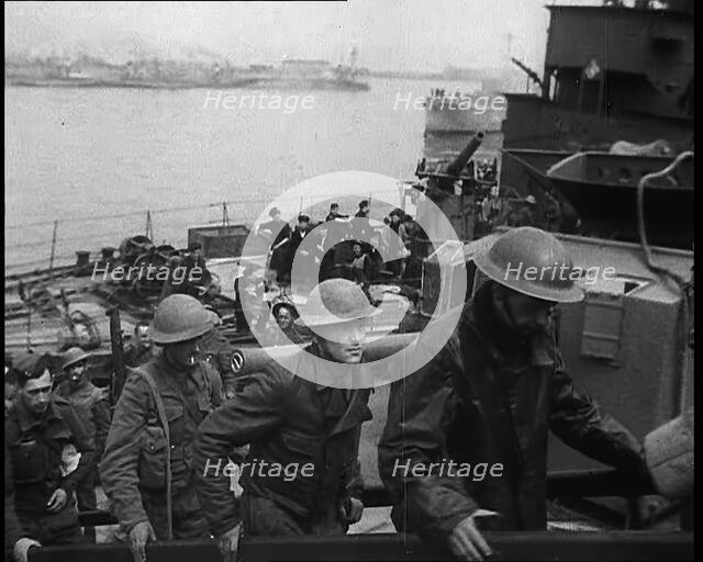British Soldiers Disembarking from a Warship at Dover Following the Evacuation of Dunkirk, 1940. Creator: British Pathe Ltd.