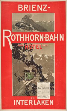 Brienz Rothorn Railway and Hotel 2252 m at Interlaken, 1900. Creator: Anonymous ().