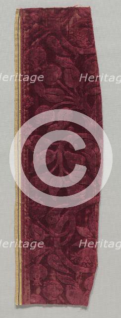 Fragment with Floral Pattern, 1600s. Creator: Unknown.