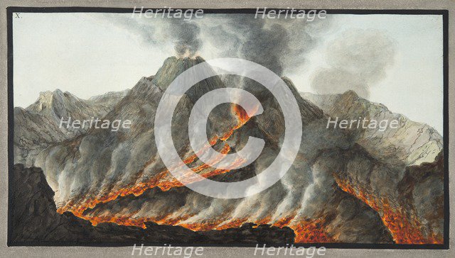 Interior view of the Crater of Mount Vesuvius from the foot in the year of 1756, 1776. 