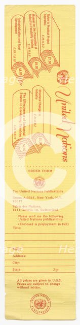Order forms for United Nations Publications, late 20th century. Creator: Unknown.