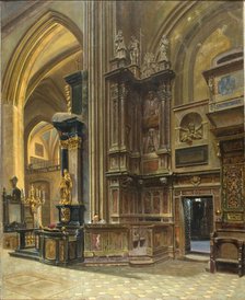 Interior of St Mary's Church in Krakow, 1867. Creator: Aleksander Gryglewski.
