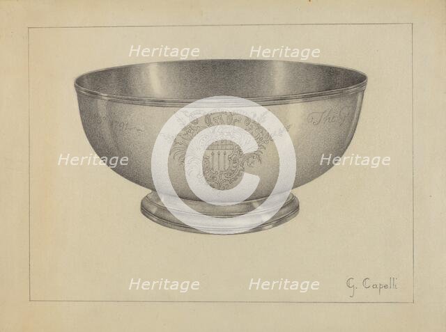 Silver Baptismal Bowl, c. 1936. Creator: Giacinto Capelli.