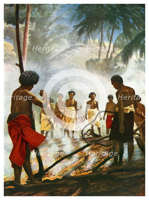 Fire walking in Fiji, 1920. Artist: Unknown