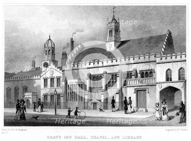 Gray's Inn Hall, Chapel, and Library, London, 19th century.Artist: W Watkins
