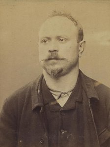 Della Casa. 36 ans, né le 1/3/58 à Avoglion (Italie). Cordonnier. Anarchiste. 2/7/94., 1894. Creator: Alphonse Bertillon.