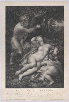 A satyr discovering the sleeping Venus, with Cupid lying at her side, 1801. Creator: Pierre Audouin.