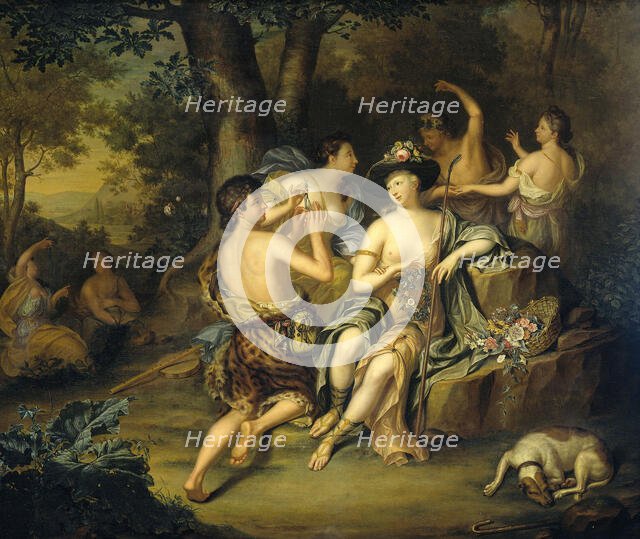 "Shepherds and Shepherdesses in a Landscape, 1735. Creator: Hieronymus van der Mij.