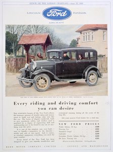 Advert for Ford motor cars, 1931. Artist: Unknown