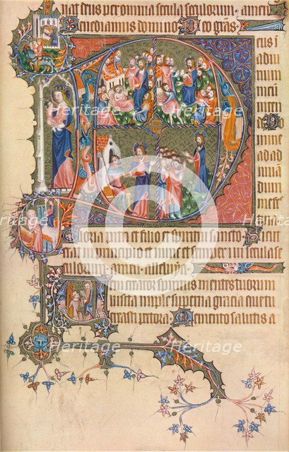 A Page from the Egerton Bohun Psalter-Hours, (1370), 1937. Artist: Unknown
