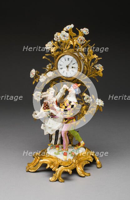 Harlequin Family Clock, Meissen, c. 1740. Creator: Meissen Porcelain.