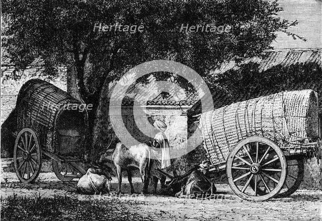 'Indian Travelling Wagons', c1891. Creator: James Grant.