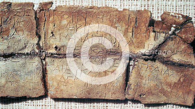 Lead tablet from the Sanctuary of Zeus at Dodona, c.4th century BC. Artist: Unknown