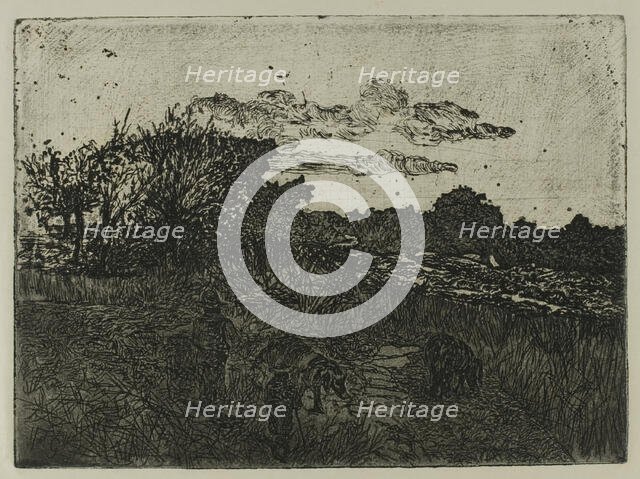 Country at Sunset with Swineherds, n.d. Creator: Giovanni Fattori.