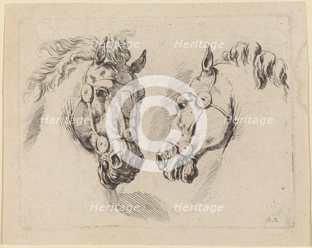 Two Horse Heads, probably 1649. Creator: Stefano della Bella.