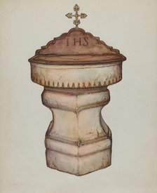 Baptismal Font with Top, c. 1936. Creator: George Seideneck.