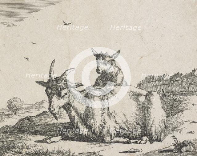 Goats: Plate 6: Nanny goat and kid, Mid 17th century. Creator: Marcus de Bye.