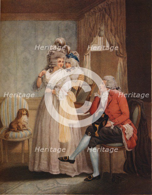 'Dressing for the Masquerade. Laetitia Flies from Reflection to Public Entertainments', 1789. Artist: John Raphael Smith.