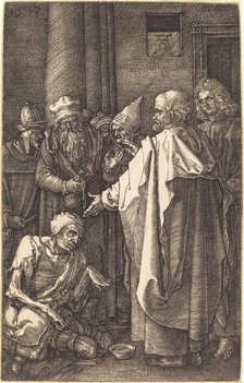 Saint Peter and Saint John Healing a Cripple at the Gate of the Temple, 1513. Creator: Albrecht Durer.