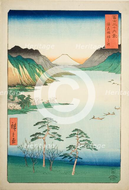 Lake Suwa in Shinano Province (Shinshu Suwa no mizuumi), from the series "Thirty-six..., 1858. Creator: Ando Hiroshige.