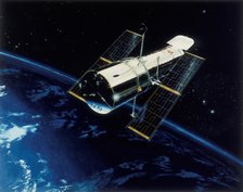 Hubble Space Telescope in orbit, 1980s Artist: Unknown
