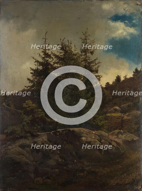 Landscape from Nes in Hallingdal, 19.07.1848. Creator: Adolph Tidemand.